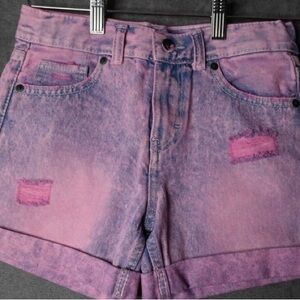 Levi's Girls/Jr Pink and Blue Distressed Shorts Size 10R Waist 24”